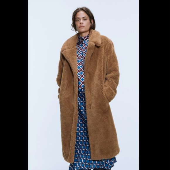 Zara Faux Fur Teddy Coat - Picture 3 of 6